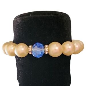 Gold and Blue Beaded Bracelet
